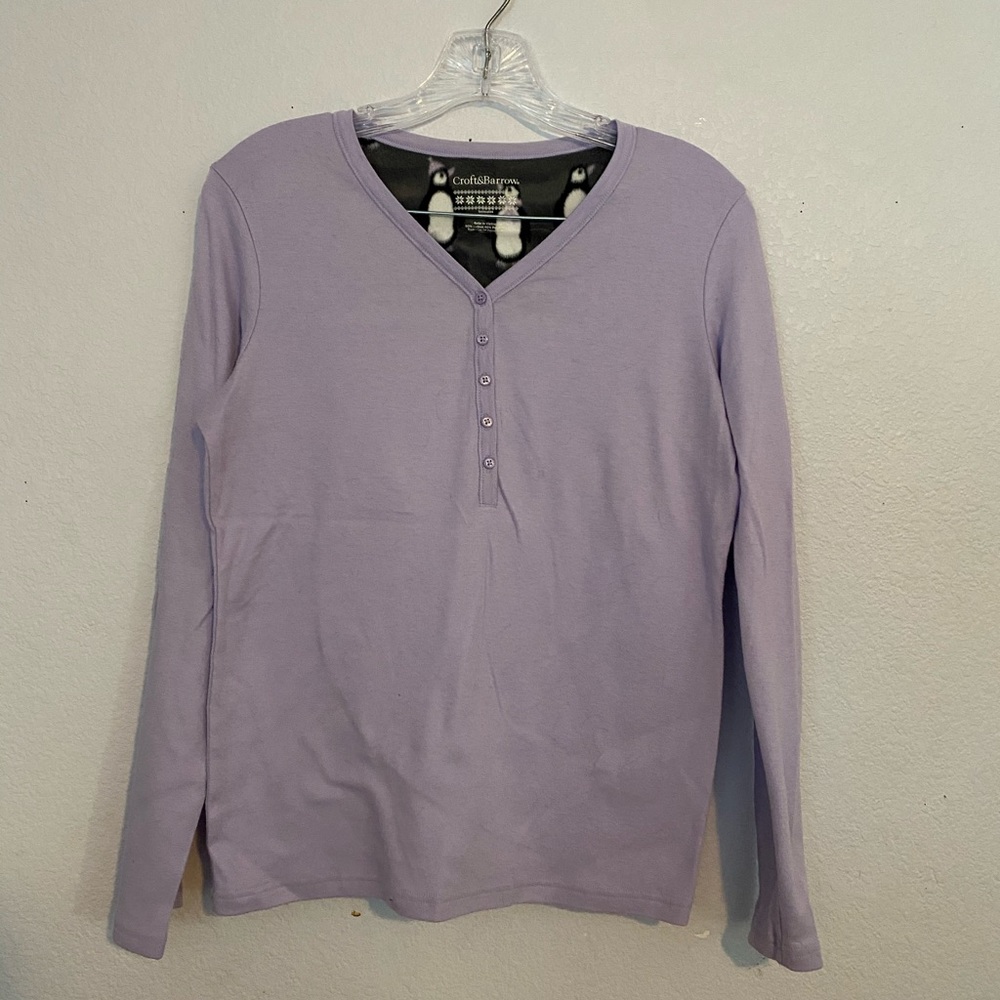 Purple Penguin Pajama Top